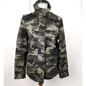 Love Tree Jacket Camo Camouflage Full Zip Snap Buttons Military Utility sz M